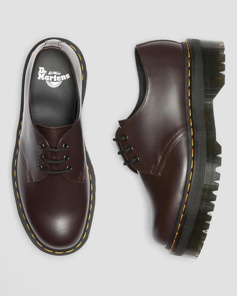 Dr Martens 1461 Smooth Læder Platform Sko Dame Bordeaux | DK 388GSO